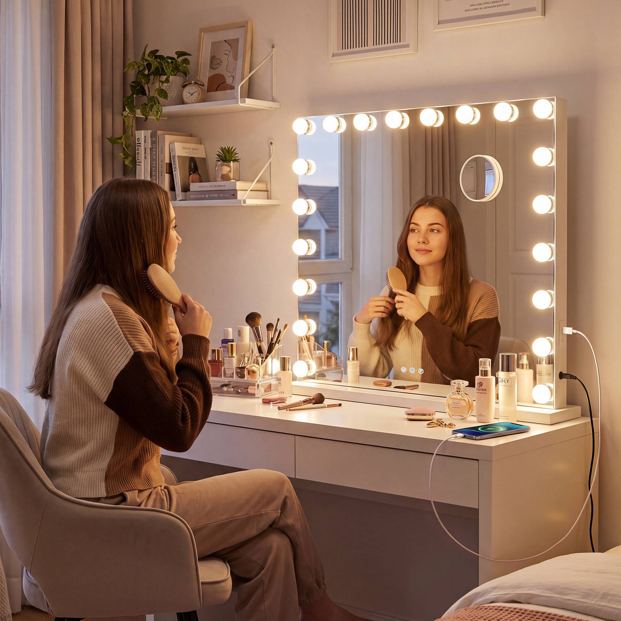 Schminkspiegel Norlina mit Bluetooth weiß mit Bluetooth