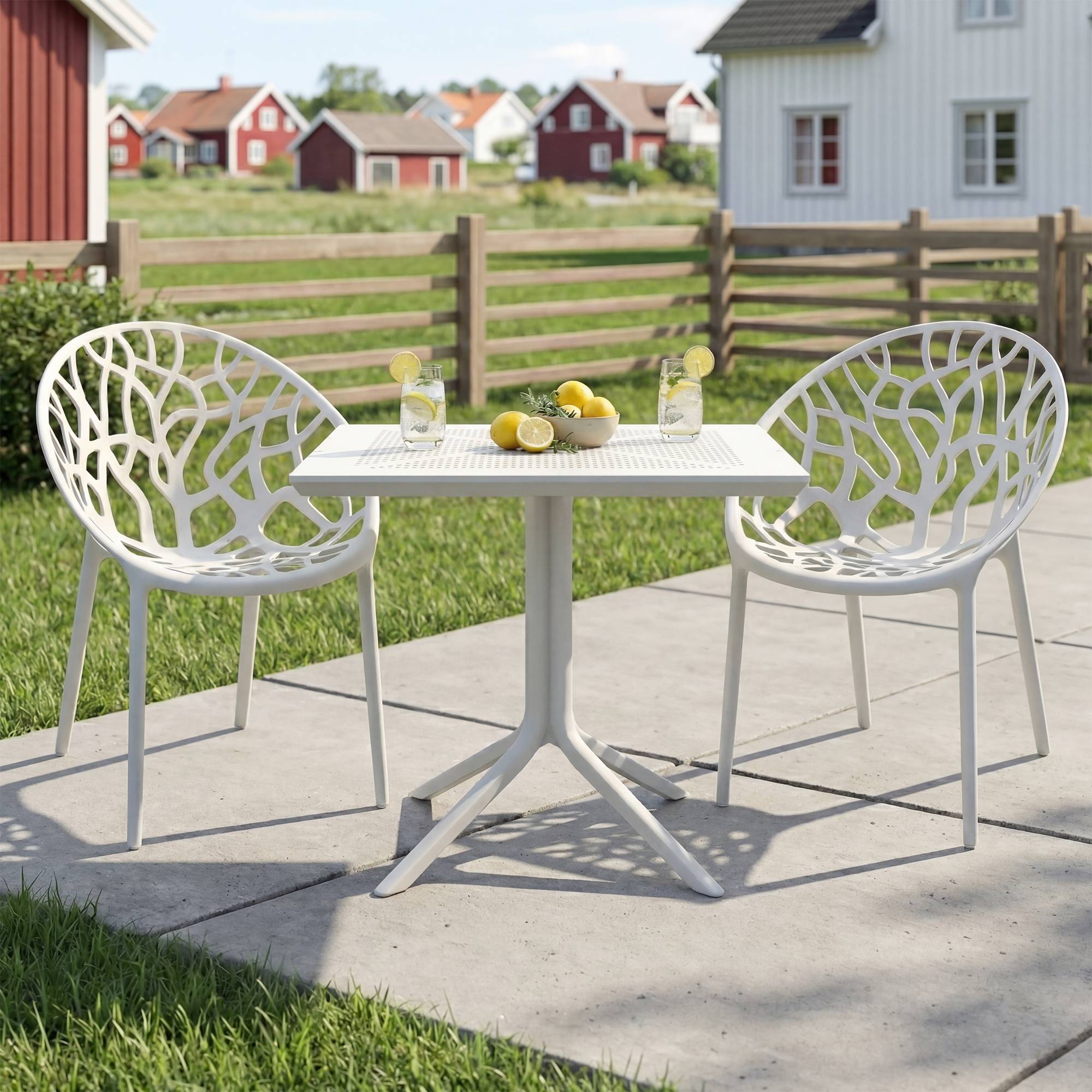 Gartenmöbel-Set Avara mit 2 Stühlen weiß