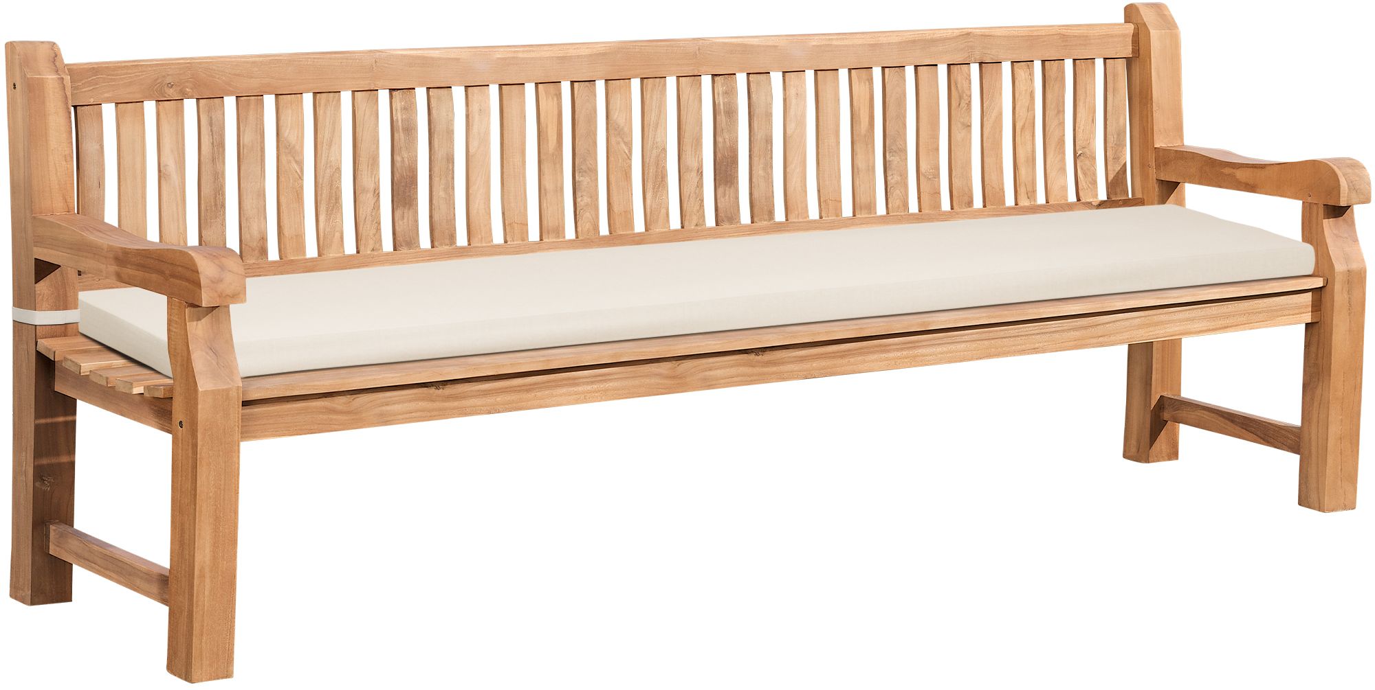 Gartenbank Teakholz Daxon mit Sitzkissen creme 240 cm