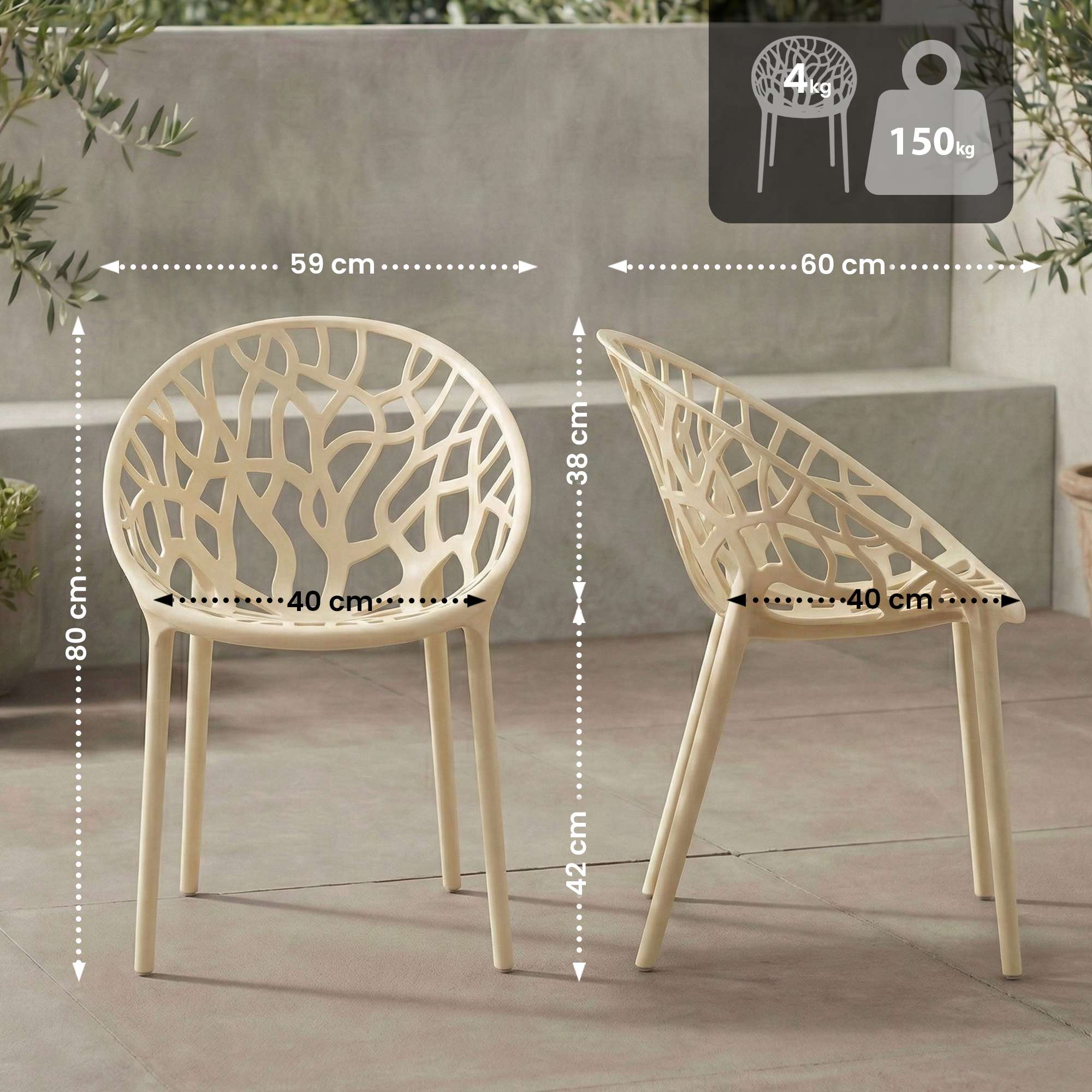2er Set Gartenstühle Hope
