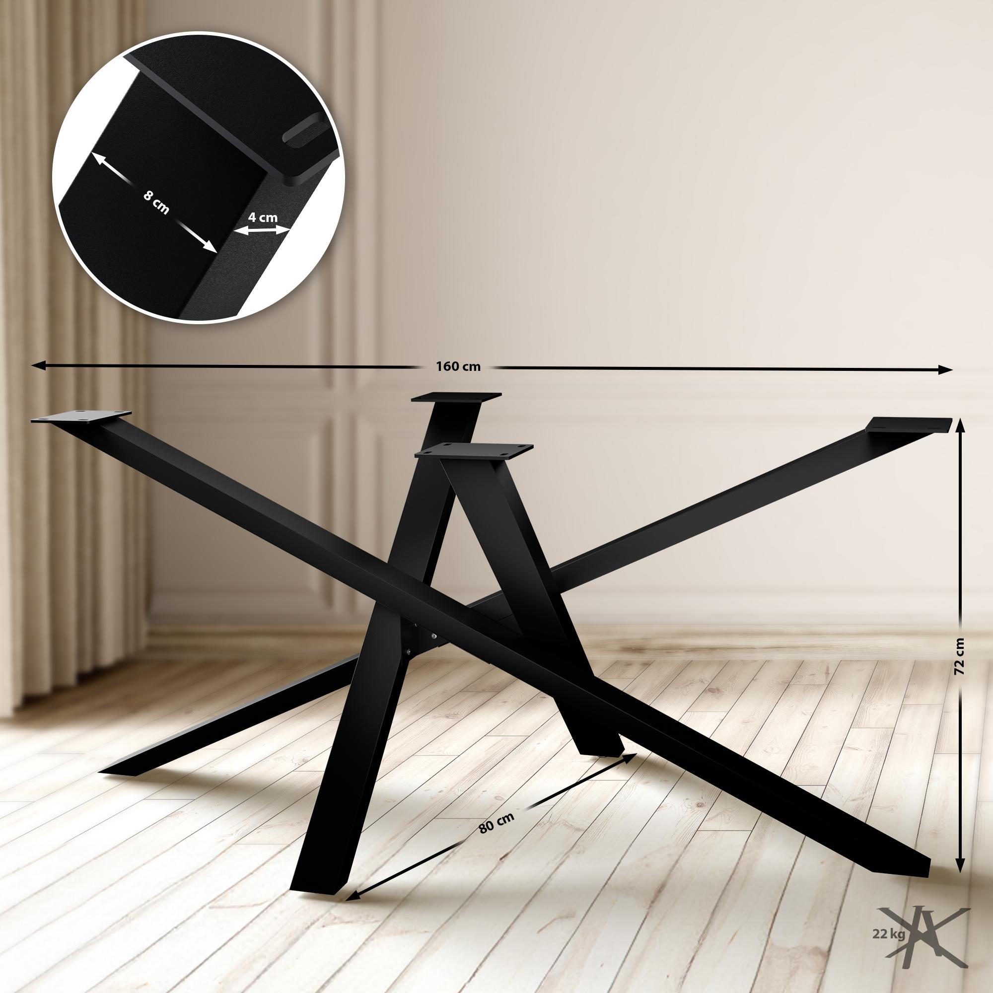 Tischbeine Finney schwarz 160x80x72 cm