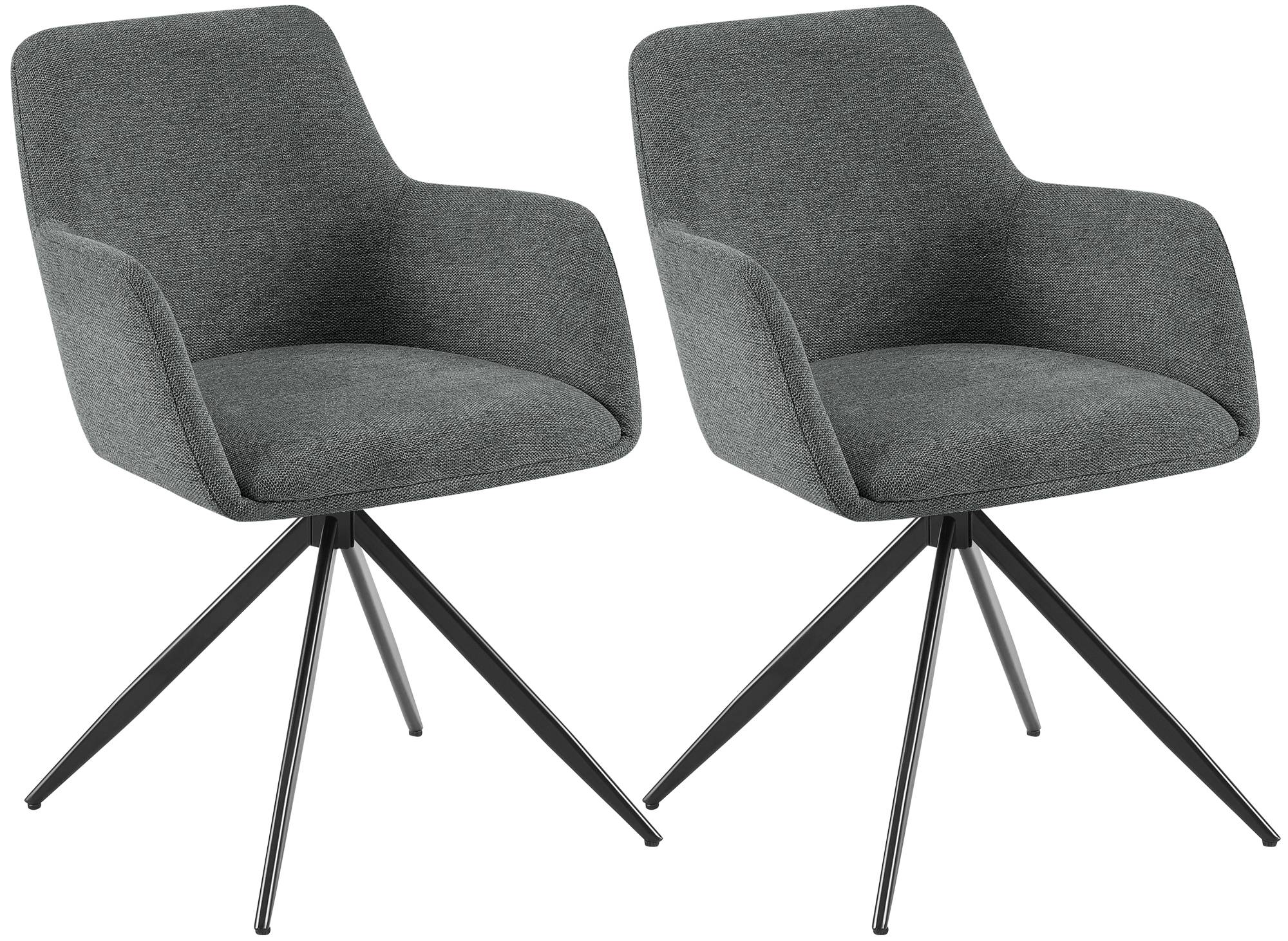 2er Set Esszimmerstuhl Olema Stoff grau