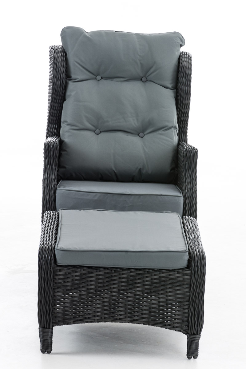 Polyrattan Verstellbarer Sessel Breno inkl. Fußhocker schwarz eisengrau