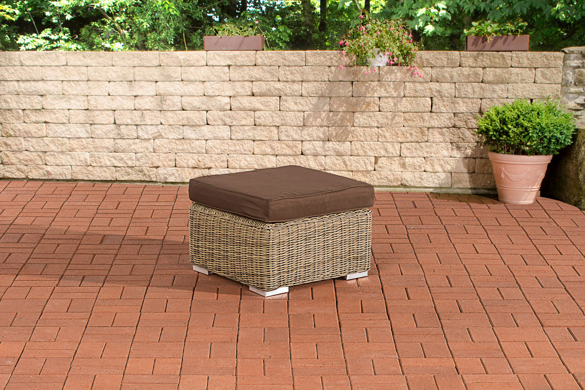 Polyrattan Hocker Bilbao / Madeira natura terrabraun