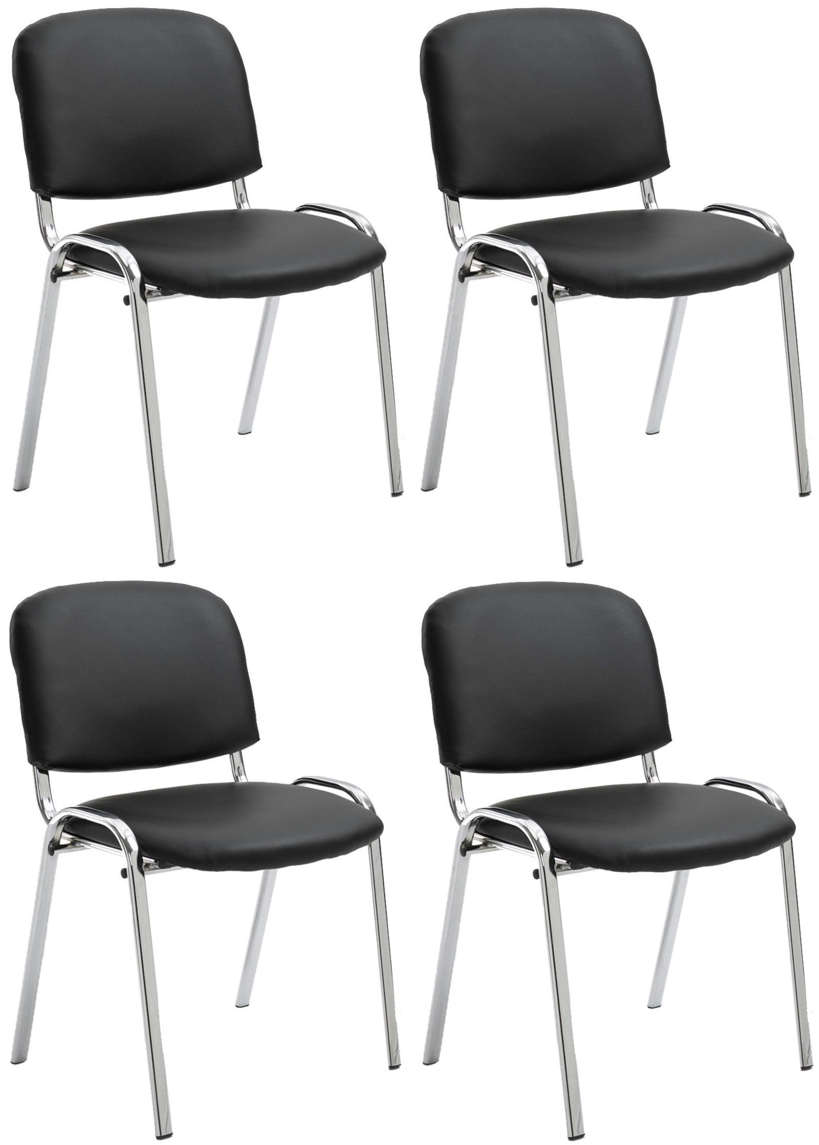 4er Set Stühle Ken Chrom Kunstleder schwarz