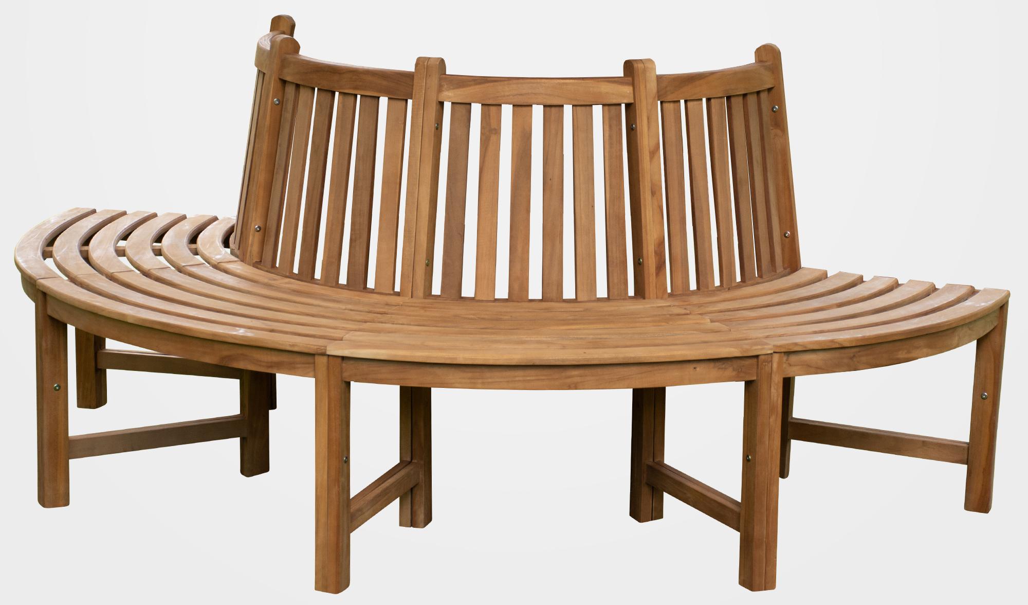 180° Baumbank Male mit Rückenlehne aus Teak braun