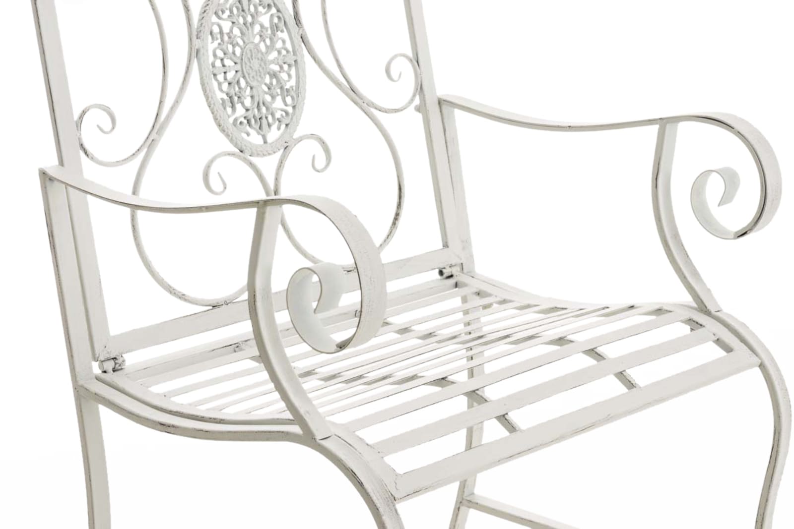 2er Set Gartenstühle Punjab mit Armlehnen antik weiß