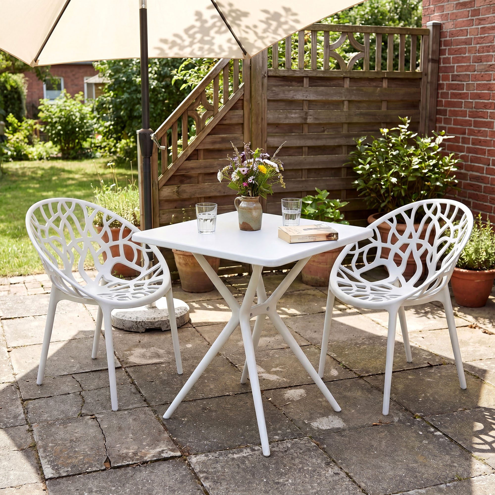 Gartenmöbel-Set Lumera mit 2 Stühlen weiß