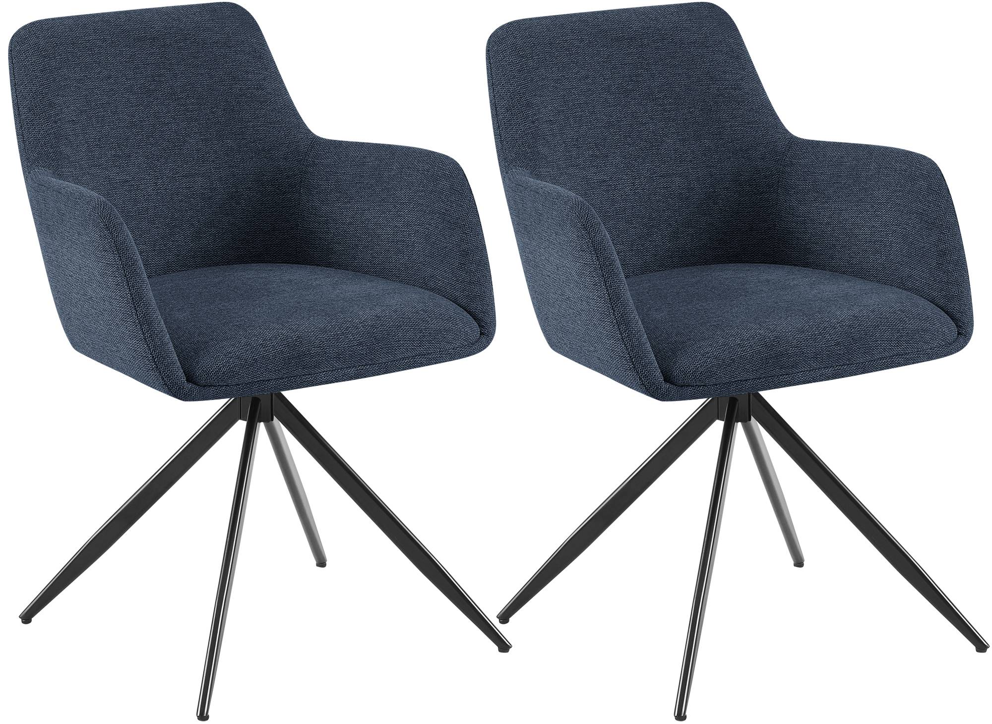 2er Set Esszimmerstuhl Olema Stoff blau