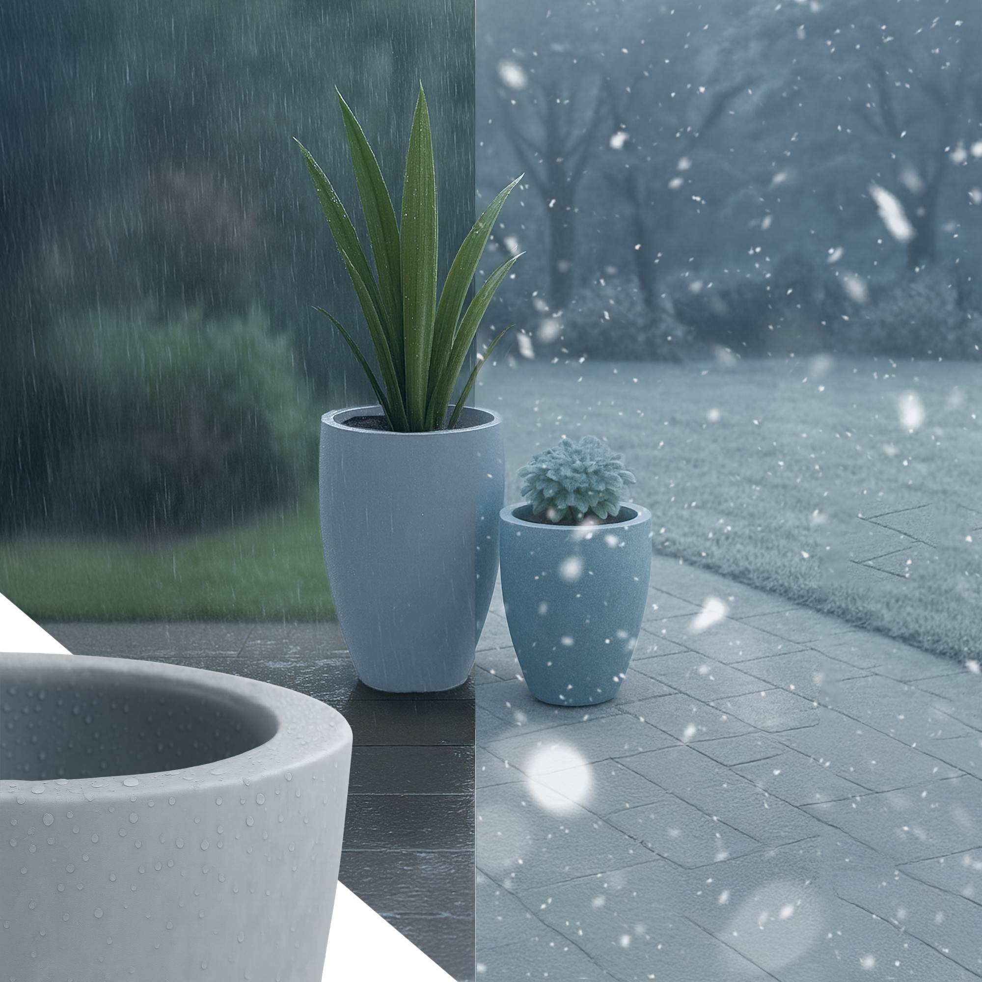 2er Set Pflanzkübel rund 2 grau