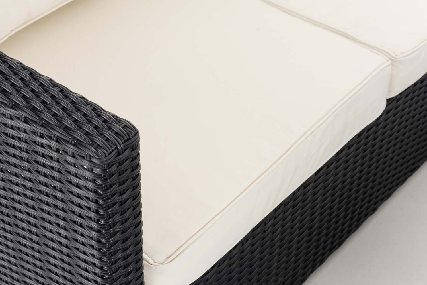 Polyrattan Ecksofa-Garnitur Genero 5mm schwarz cremeweiß