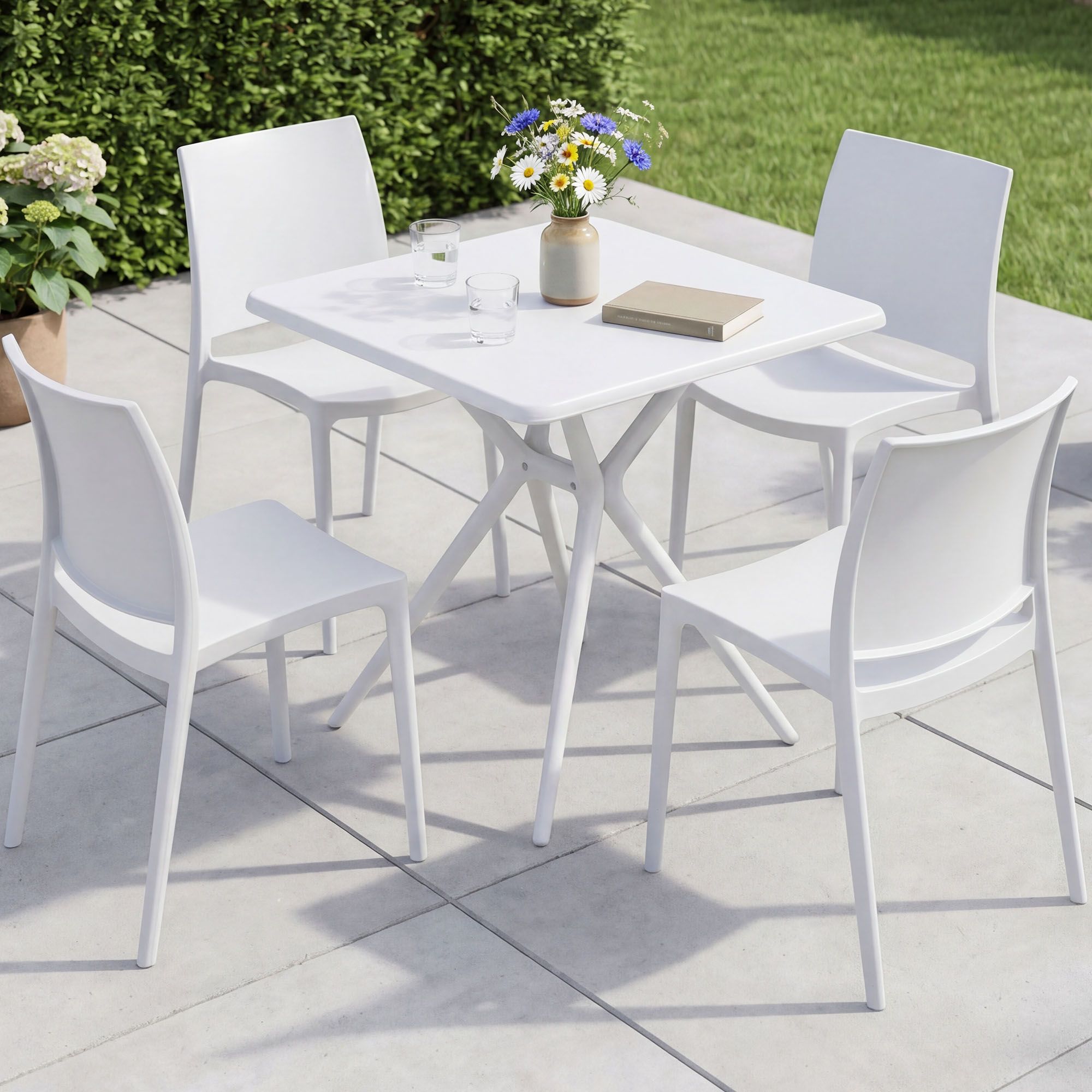 Gartenmöbel-Set Amino mit 4 Stühlen weiß