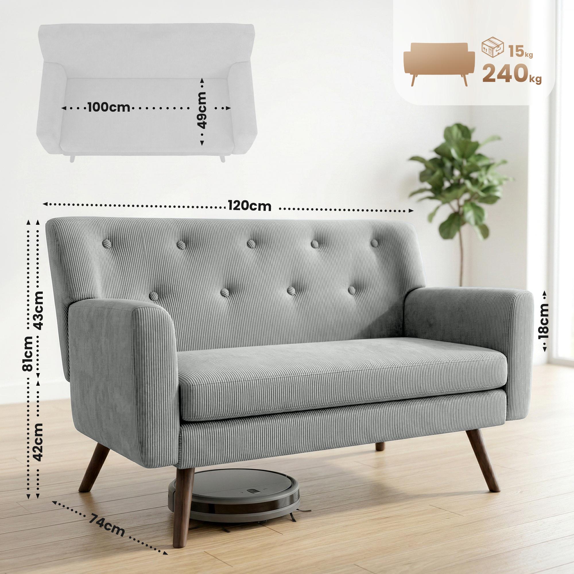 Sofa Kioni Cord grau