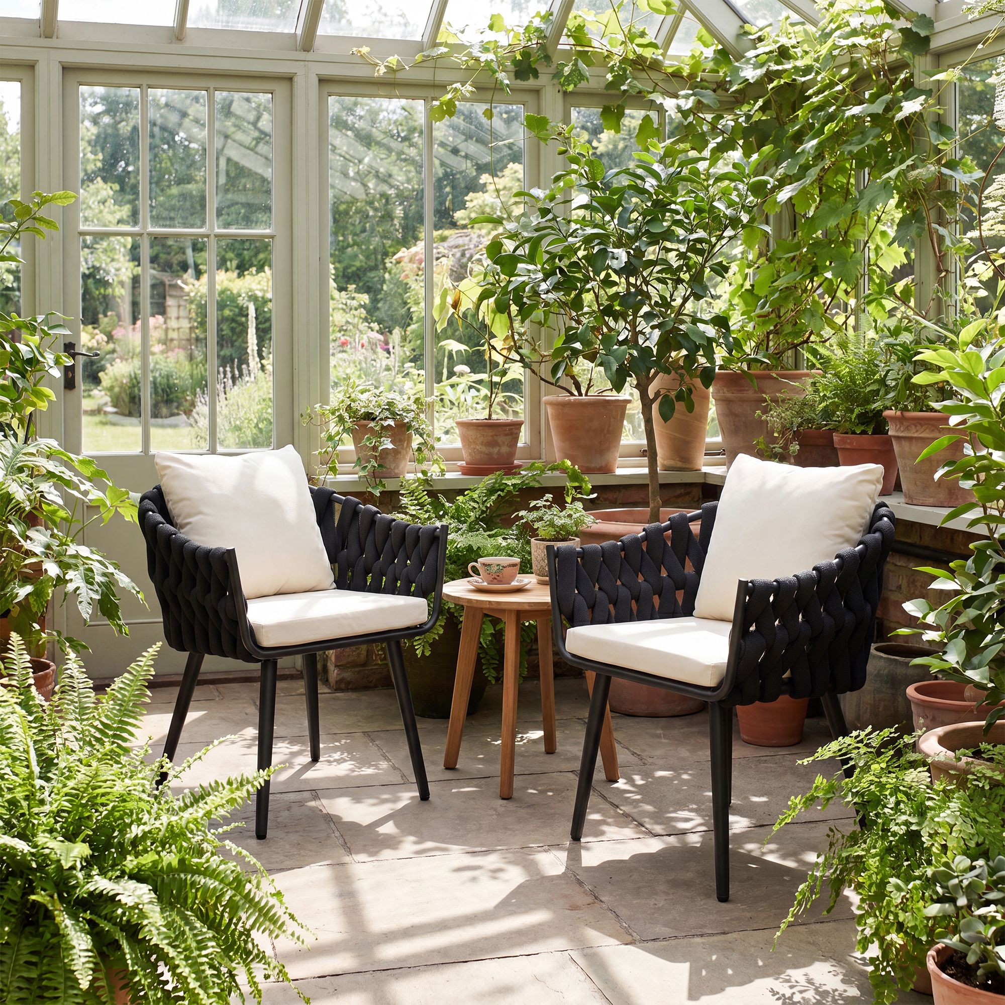 Gartensessel Naxos Anthrazit mit Sitzkissen