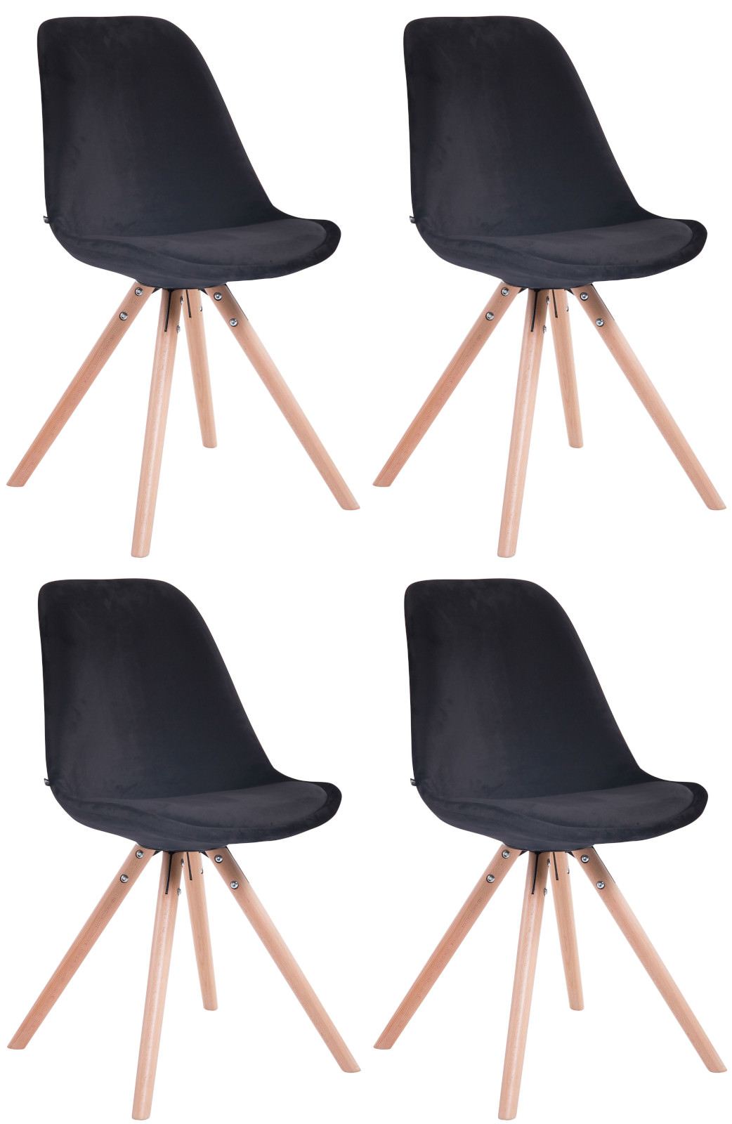 4er Set Stühle Toulouse Samt Rund