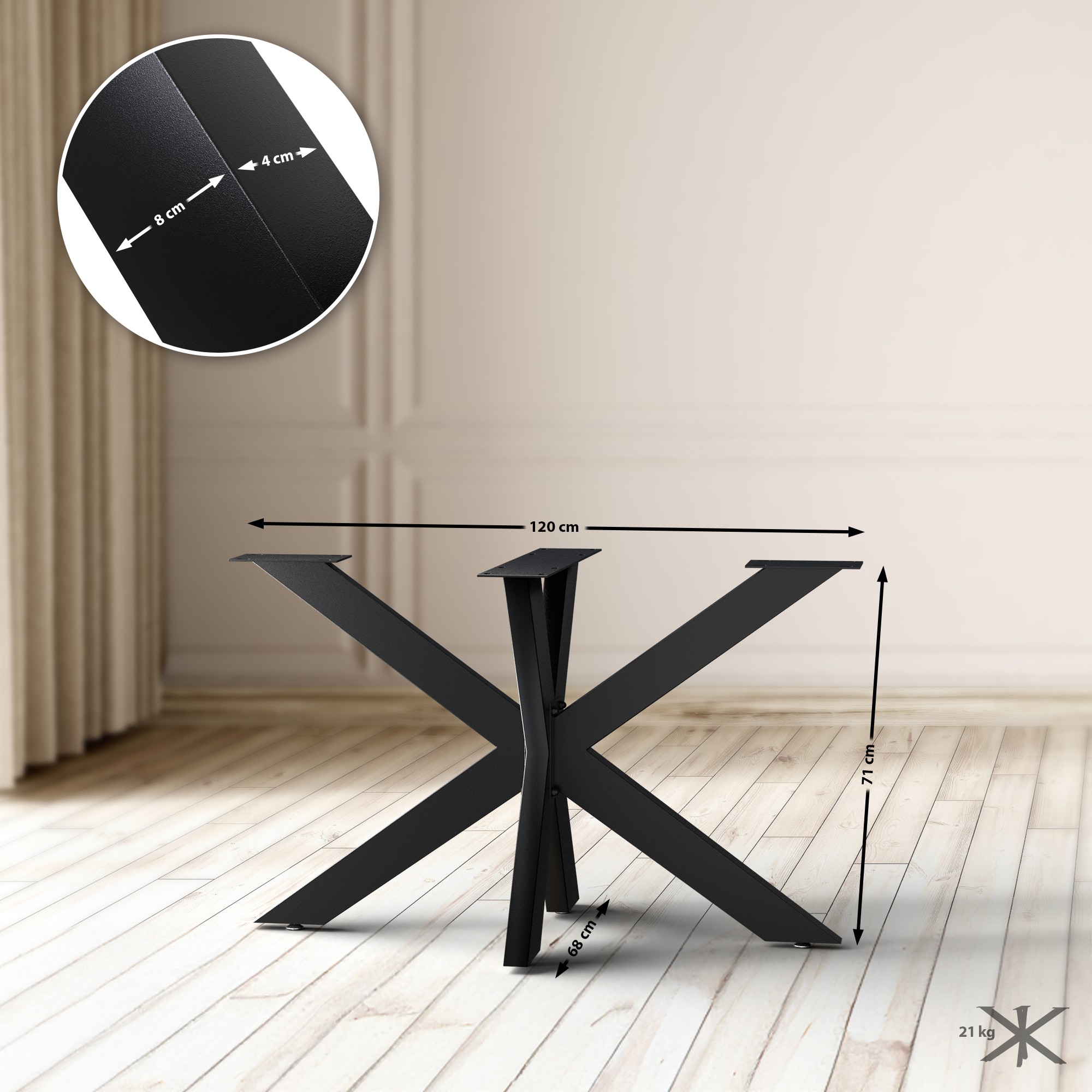Tischbeine Biloxi schwarz 120x68 cm