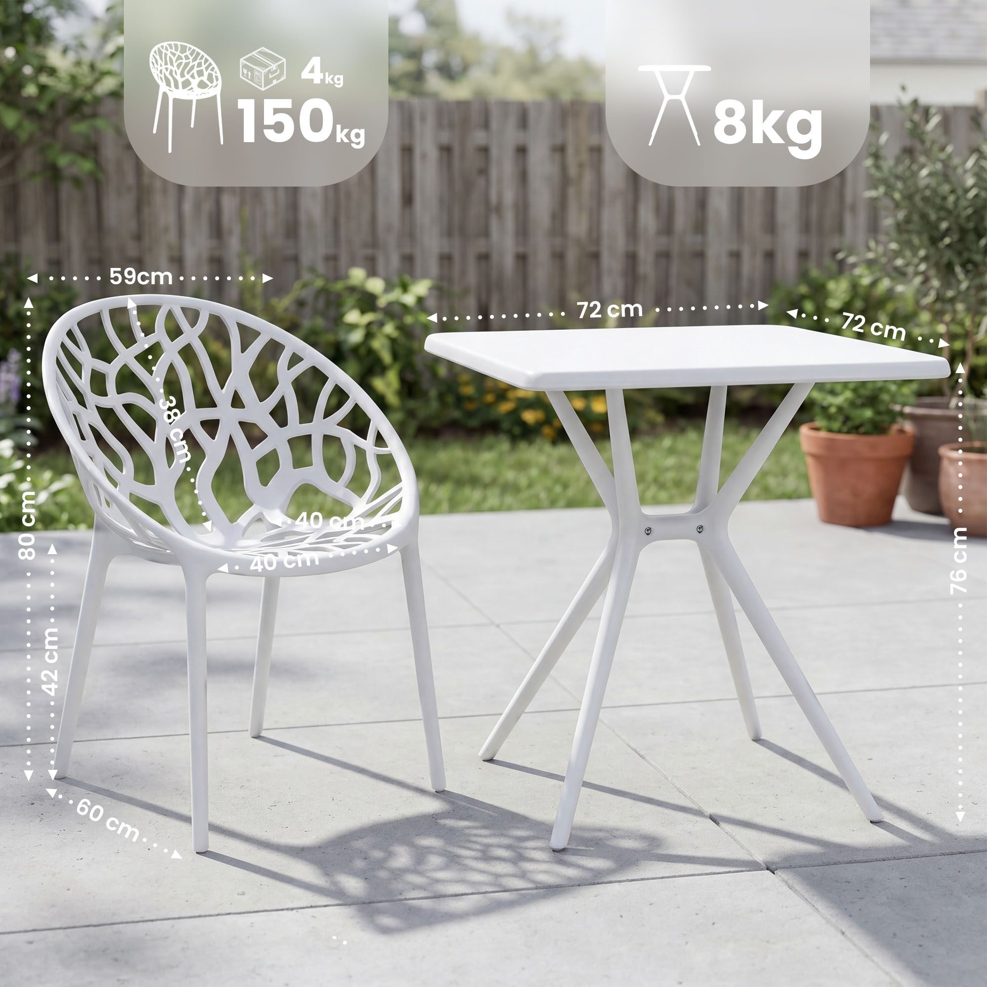 Gartenmöbel-Set Lumera mit 2 Stühlen weiß
