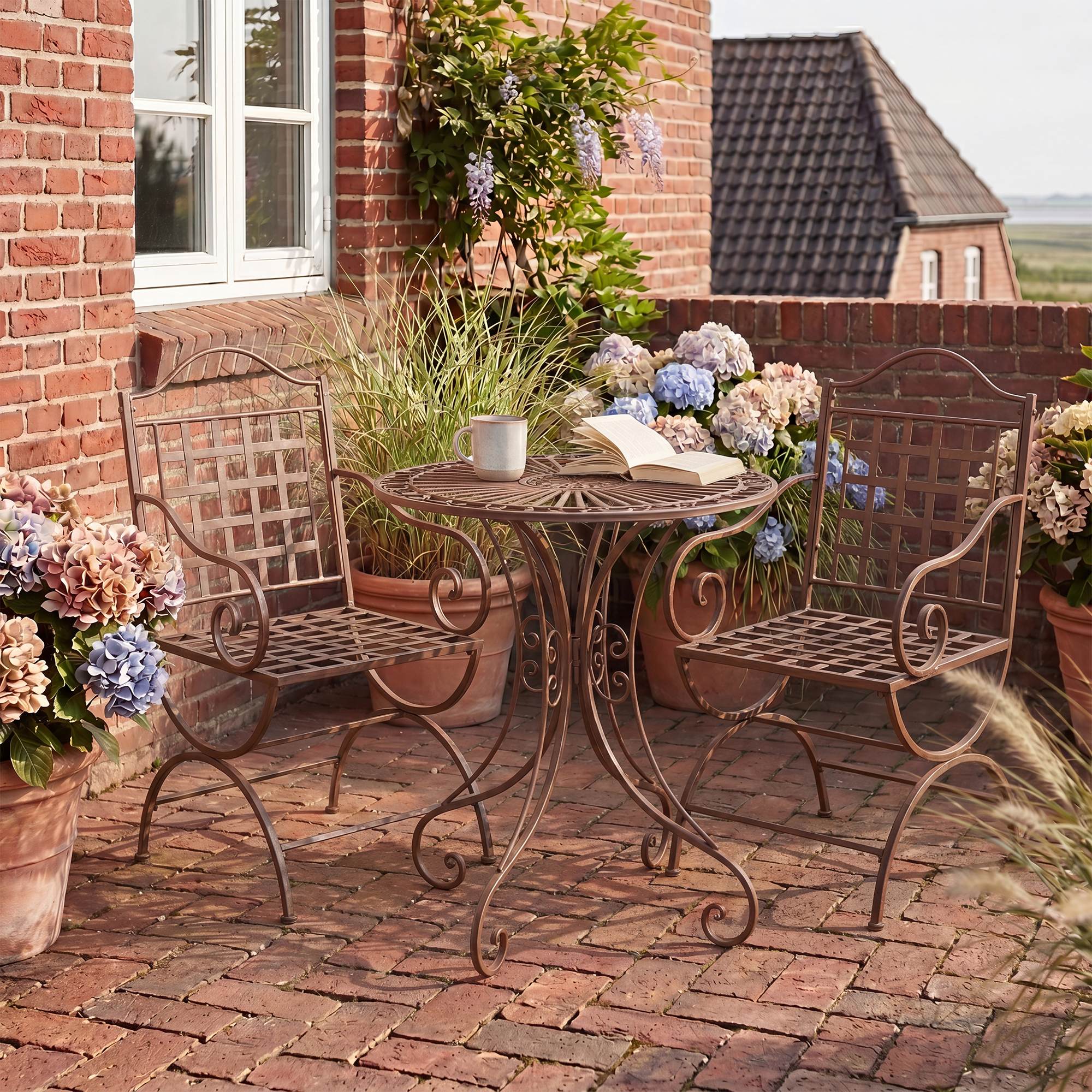 Gartenmöbel-Set Viro mit 2 Stühlen antik braun