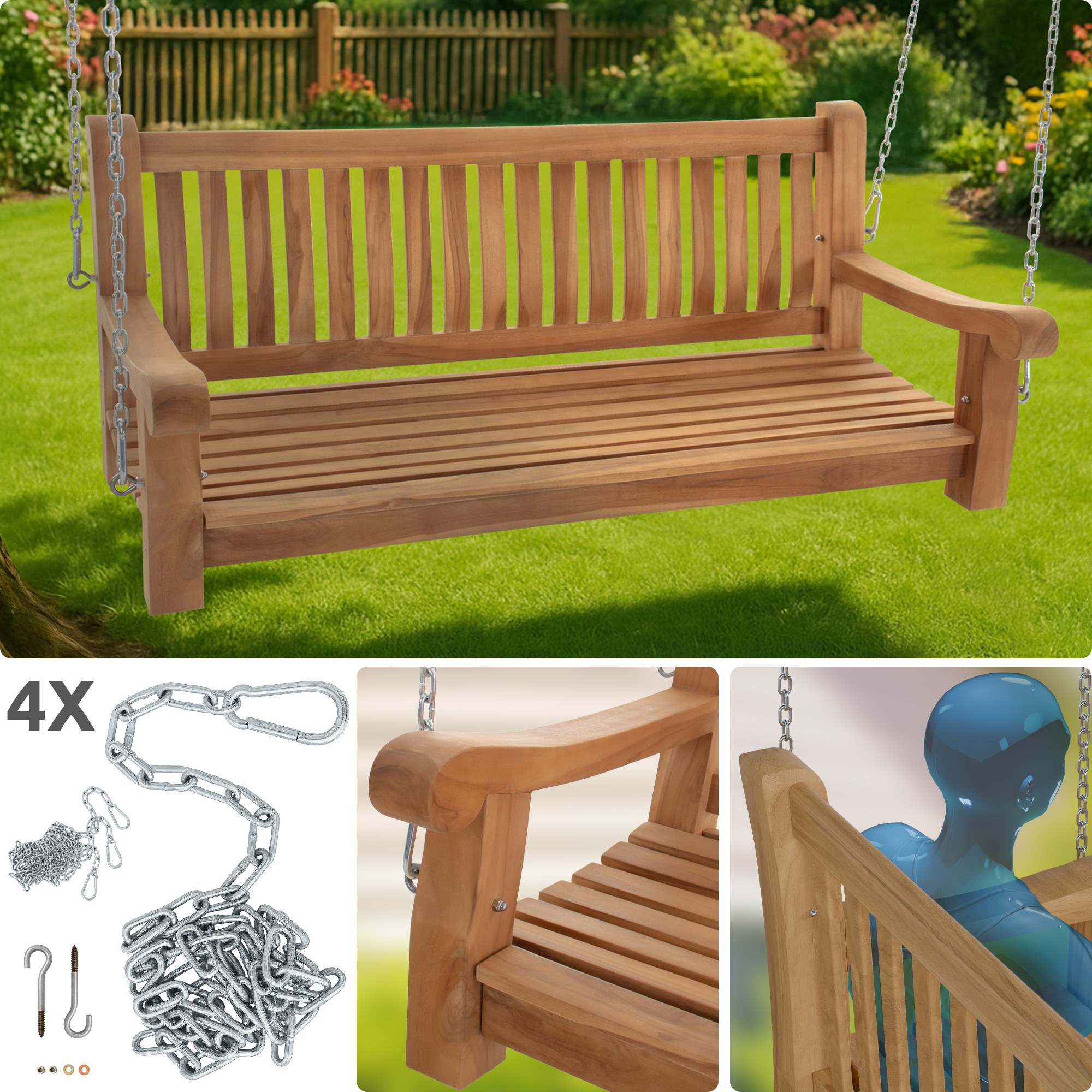 Schaukelbank Joyce teak 150 cm