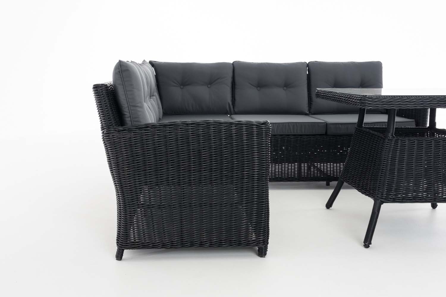 Polyrattan Gartengarnitur Sierra 5 mm schwarz eisengrau