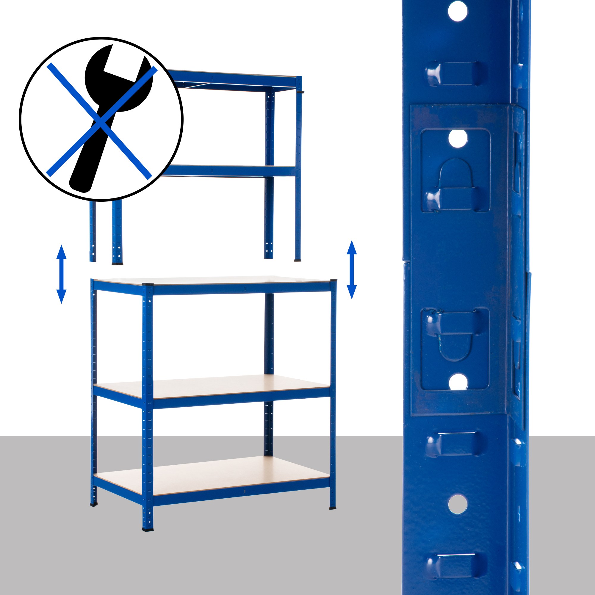 Steckregal mit Werkbank blau