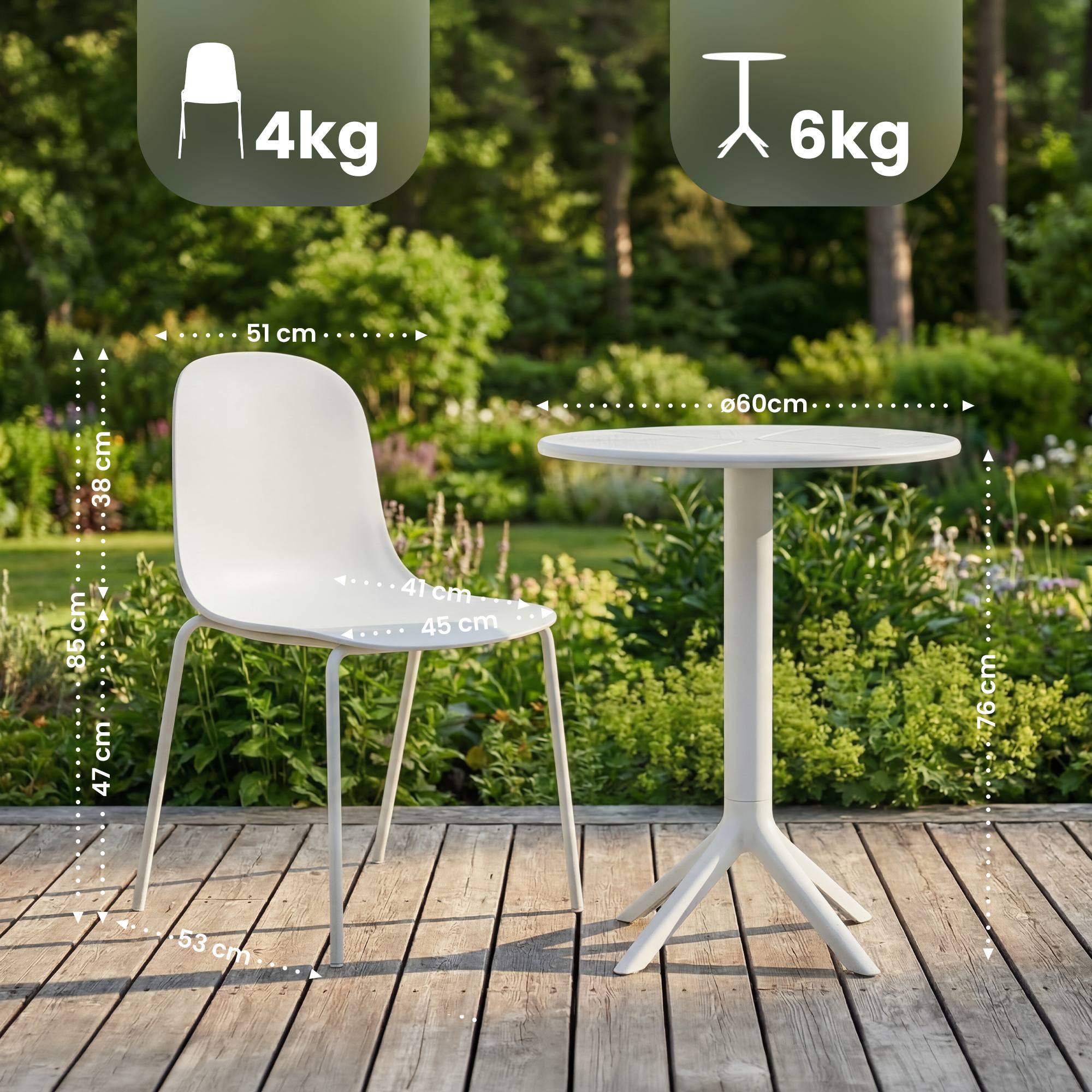 Gartenmöbel-Set Torin mit 2 Stühlen weiß