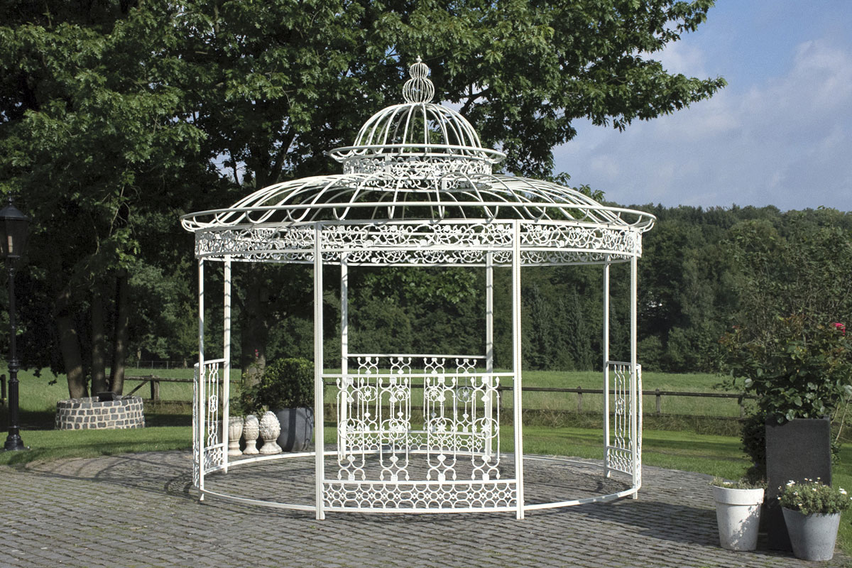 Luxus Pavillon Romantik rund 350 cm antik weiß